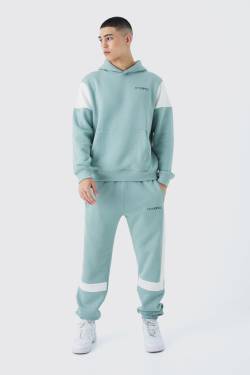 Mens Man Official Colorblock Trainingsanzug mit Kapuze - Grün - M, Grün von boohooman