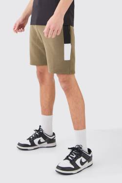 Mens Man Signature Slim Fit Colour Block Shorts - Grün - L, Grün von boohooman