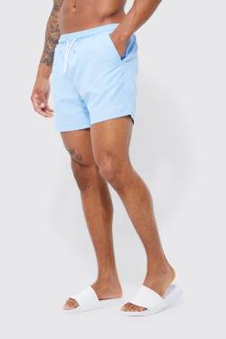 Mens Mittellange Man Signature Badehose - Blau - M, Blau von boohooman