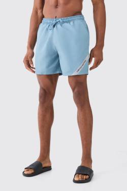 Mens Mittellange Ripstop Limited Edition Badehose - Blau - S, Blau von boohooman