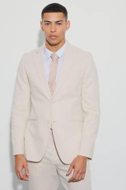 Mens Mix & Match Linen Blend Slim Fit Blazer - natural - 34, natural von boohooman