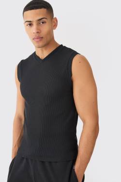 Mens Muscle Fit Brushed Ottoman Vest - Schwarz - XS, Schwarz von boohooman