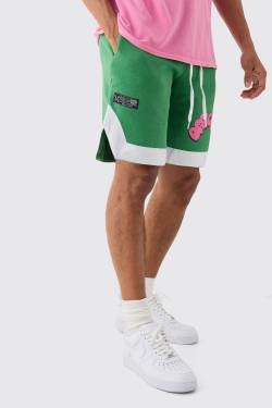 Mens Official Shoe Lace Basketball Shorts - Grün - XL, Grün von boohooman