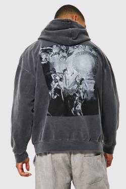 Mens Oversize Hoodie mit Renaissance-Print - Grau - M, Grau von boohooman