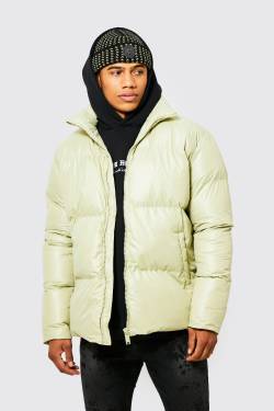 Mens Oversize Steppjacke mit Trichterkragen - Grün - L, Grün von boohooman