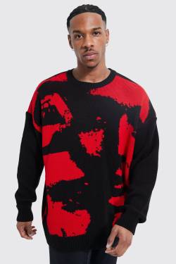 Mens Oversize Strickpullover - Rot - L, Rot von boohooman