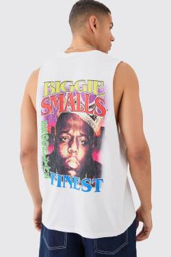 Mens Oversized Biggie Smalls License vest - Weiß - M, Weiß von boohooman