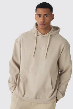 Mens Oversized Heavyweight Ribbed Hoodie - Grau - XS, Grau von boohooman