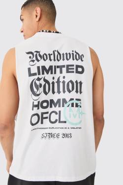 Mens Oversized Limited Edition Text vest - Weiß - L, Weiß von boohooman