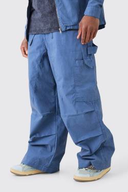 Mens Parachute-Hose mit festem Bund - Blau - 28, Blau von boohooman