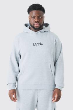 Mens Plus Man Dash Over The Head Hoodie In Grey Marl - Grau - XXXXXL, Grau von boohooman