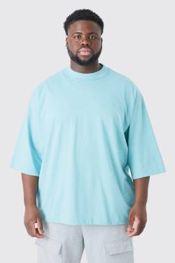 Mens Plus Oversized Heavy Layed On Neck Carded T-shirt - Blau - XXXXXL, Blau von boohooman