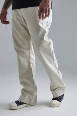 Mens Plus Slim Flare Pu Tailored Trouser - Grau - 46, Grau von boohooman