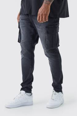 Mens Plus Super Skinny Cargo-Jeans - Schwarz - 46, Schwarz von boohooman