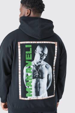 Mens Plus Tupac License Hoodie - Schwarz - XXXL, Schwarz von boohooman