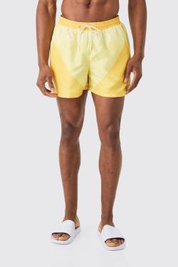 Mens Short Length Colour Block Swim Short - Gelb - M, Gelb von boohooman