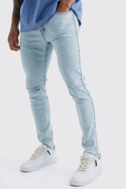 Mens Skinny Jeans mit Riss am Knie - Blau - 36R, Blau von boohooman