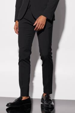 Mens Skinny Smoking-Anzughose - Schwarz - 28L, Schwarz von boohooman