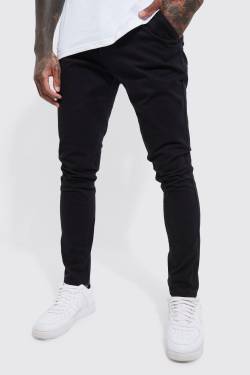 Mens Skinny Stretch Chino-Hose - Schwarz - 28R, Schwarz von boohooman