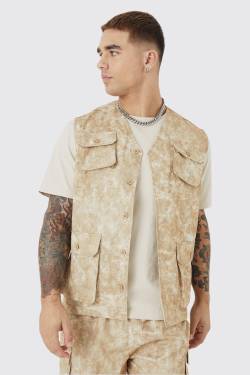 Mens Sleeveless Cargo Utility Vest - Grau - XL, Grau von boohooman