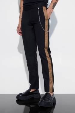 Mens Slim-Fit Anzughose mit Seitenstreifen - Grau - 32, Grau von boohooman