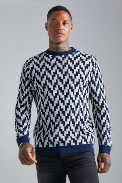 Mens Smarter Strickpullover - Blau - XS, Blau von boohooman