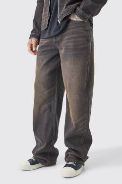 Mens Tall Baggy Rigid Washed Jeans - Braun - 36, Braun von boohooman