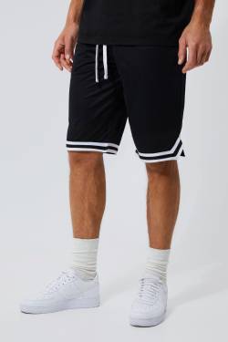 Mens Tall Mesh Basketball-Shorts mit Streifen - Schwarz - M, Schwarz von boohooman