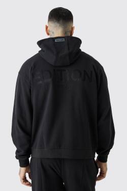 Mens Tall Oversized Heavywieght Zip Thru Hoodie - Schwarz - XXL, Schwarz von boohooman