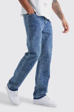 Mens Tall Relaxed Fit Acid Wash Jeans - Blau - 40, Blau von boohooman