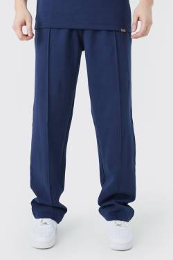 Mens Tall Relaxed Interlock Pintiuck Jogger - Blau - S, Blau von boohooman