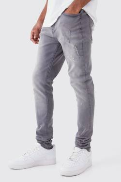 Mens Tall Skinny Stretch Jeans - Grau - 38, Grau von boohooman