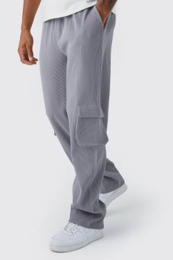 Mens Tall lockere Cargohose mit elastischem Bund - Grau - S, Grau von boohooman