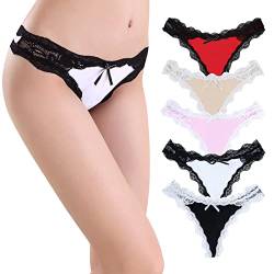 boruizhen String Tanga Damen Sexy Unterwäsche SpitzeUnterhosen Seide Frauen Höschen 5 Packs L von boruizhen