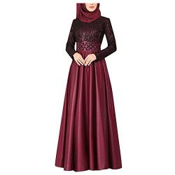 Abaya Muslim Damen,Damen Muslim Roben Muslimische Lässige Abaya Arabische Islamische Spitze Kaftan Robe für Ramadan Abaya Kleider für Ethnische Abend Party Gebetskleidung von boseucn