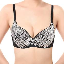 Dirndl BH, BH Damen Sexy Bauchtanz BH Nietenbesetzter Diamant BH Nachtclub BH Frauen Spaghetti Träger Starker Halt Bustier Push Up Bralette Lifter Stretch BHS Unterwäsche Dessous von boseucn