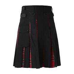 Kilt Herren Schottisch, Kilt Herren Lang Goth Schottischer Karo Kilt Faltenrock Kariertem Patchwork Rock Kariert Minirock Streetwear Schottenrock Skater Mit Einer Hohen Taille Fit Rock von boseucn