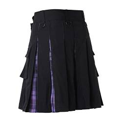 Kilt Herren Schottisch, Kilt Herren Lang Goth Schottischer Karo Kilt Faltenrock Kariertem Patchwork Rock Kariert Minirock Streetwear Schottenrock Skater Mit Einer Hohen Taille Fit Rock von boseucn