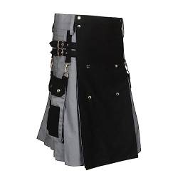 Kilt Herren Schottisch, Kilt Herren Lang Goth Schottischer Karo Kilt Faltenrock Kariertem Patchwork Rock Kariert Minirock Streetwear Schottenrock Skater Mit Einer Hohen Taille Fit Rock von boseucn