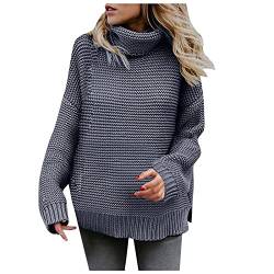 boseucn Damen Strickpullover Winter Baumwolle Strickpullover Damen Oversize Grobstrick Pullover Damen Gestreifter V-Ausschnitt Strickpullover Vintage Stricken Langarmshirt Pulli Sexy Sweater von boseucn