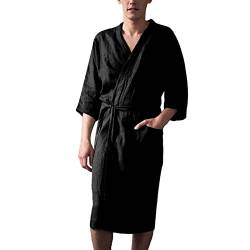 boseucn Herren Bademantel Lang, Leichter Bademantel Herren Bademantel Herren Baumwolle Morgenmantel Herren Herren Morgenmantel Bademantel Satin Lang Strickjacke Nachtwäsche Pyjamas Robe von boseucn