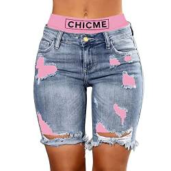 boseucn Jeans Shorts Damen, Knielang Jeanshose Damen Kurze High Waist Kurze Hose Hotpants Denim Bermuda Luftig Sexy Ripped Destroyed Jeans Shorts Freizeithose Damen-Shorts Sporthose Jeansshorts von boseucn