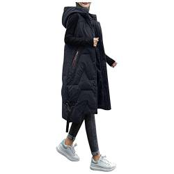 boseucn Lang Daunenweste Damen Wintermantel Vest Daunenweste Damen Mit Kapuze Schwarz Winddicht Ärmellose Übergangsjacke Super Warme Fleeceweste Baumwolle Weste Winterjacke Lange Weste Longweste von boseucn