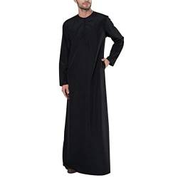 boseucn Muslim Kaftan Herren, Herren Kaftan Einfarbig Roben Halbe Ärmel Thobe Muslimische Kleidung Lang Abaya Große Größen Sommer Retro Männer Royalty Dubai Robe Islamisch Ramadan Gebetskleidung von boseucn