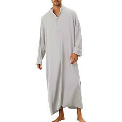 boseucn Muslim Kaftan Herren, Herren Kaftan Streifen Tasten Roben mit Tasche Halbe Ärmel Thobe Muslimische Kleidung Große Größen Abaya Sommer Retro Männer Royalty Dubai Robe Islamisch Kleid von boseucn