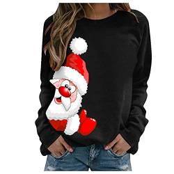 boseucn Pullover Damen Weihnachten, Weihnachtspulli Lustig Damen Baumwolle Lang Rudolph Rentier Elfe Weihnachtspullover Kapuzenpullover Teenager Mädchen Weihnachts Shirt Pulli Hoodies Xmas von boseucn