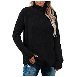 boseucn Pullover Damen Winter, Pullover Damen Elegant Rollkragenpullover Langarm Strickpullover Lässiges Stricken Pulli Winter Sweatshirt Oberteile Damen Fledermaus Rollkragen Oversized Pullover von boseucn