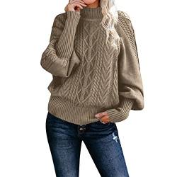 boseucn Pullover Damen Winter, Pullover Damen Elegant Rollkragenpullover Langarm Strickpullover Lässiges Stricken Pulli Winter Sweatshirt Oberteile Damen Fledermaus Rollkragen Oversized Pullover von boseucn