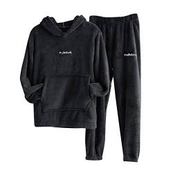 boseucn Pyjama Damen Lang, Fleece Schlafanzug Damen Lang Frottee Schlafanzug Damen Winter Rundhals Pyjama Damen Flauschig Schlafanzug Damen Lang Winter Pyjama Kuschelig Fleece Zweiteiliger von boseucn