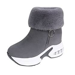 boseucn Stiefel Damen, Damen Schneestiefel Halbhoch Plateau Keilabsatz Wildleder Stiefel Fleece Warm Gefütterte Reißverschluss Stiefeletten Casual Herbst Winter Winterstiefel Winterschuhe von boseucn